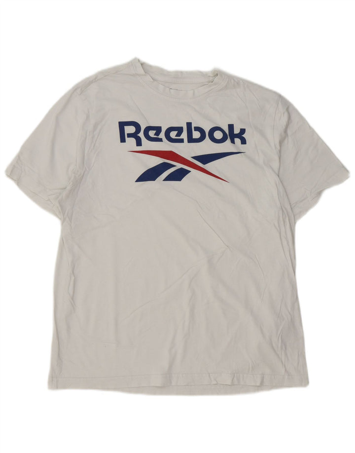 Reebok Herren-T-Shirt mit Grafik, Größe L, aus weißer Baumwolle