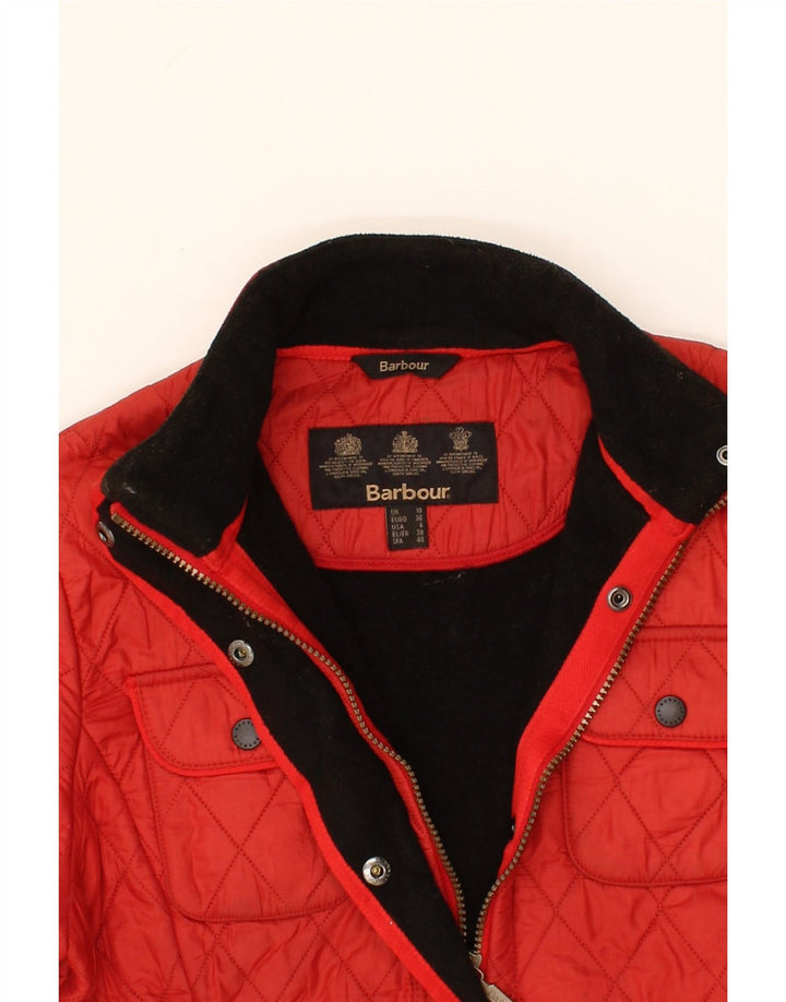 BARBOUR Womens Quilted Jacket UK 10 Small Red Vintage Barbour and Second-Hand Barbour from Messina Hembry 