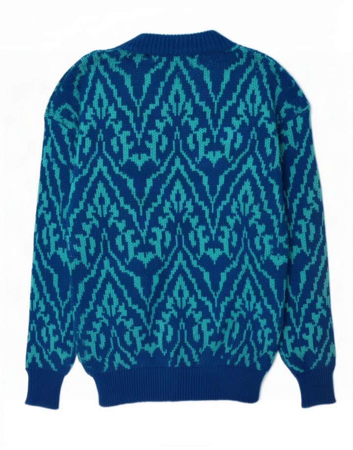 Vintage Herren-Pullover mit Rundhalsausschnitt, mittelblau, Paisleymuster