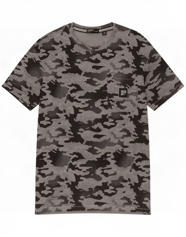 Superdry Herren T-Shirt Top Mittelgraue Camouflage-Baumwolle