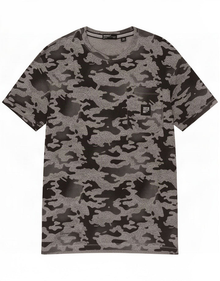 Superdry Herren T-Shirt Top Mittelgraue Camouflage-Baumwolle