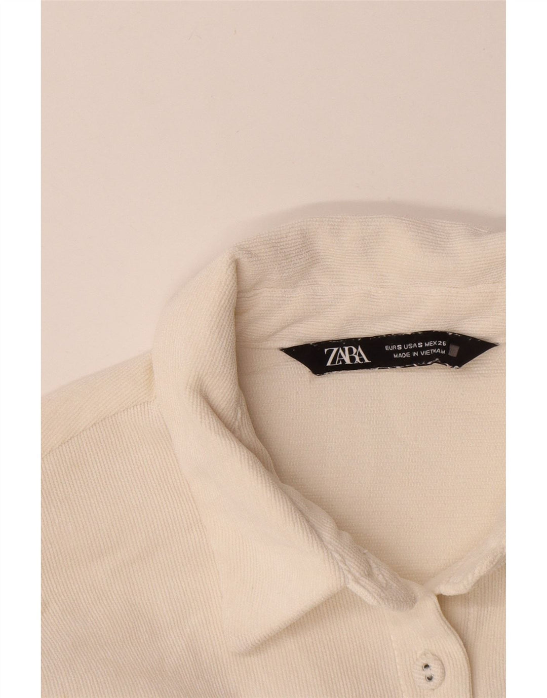 Zara Damen Übergroßes Cordhemd UK 10 Small Weiß Polyester