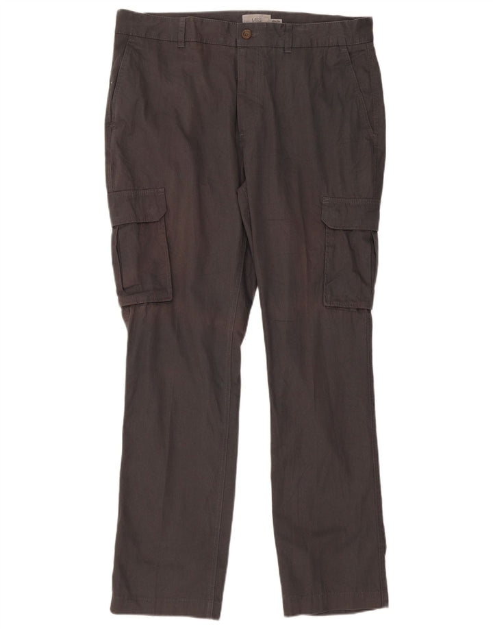 Gerade Herren-Cargohose von Marks & Spencer, W36, L31, graue Baumwolle