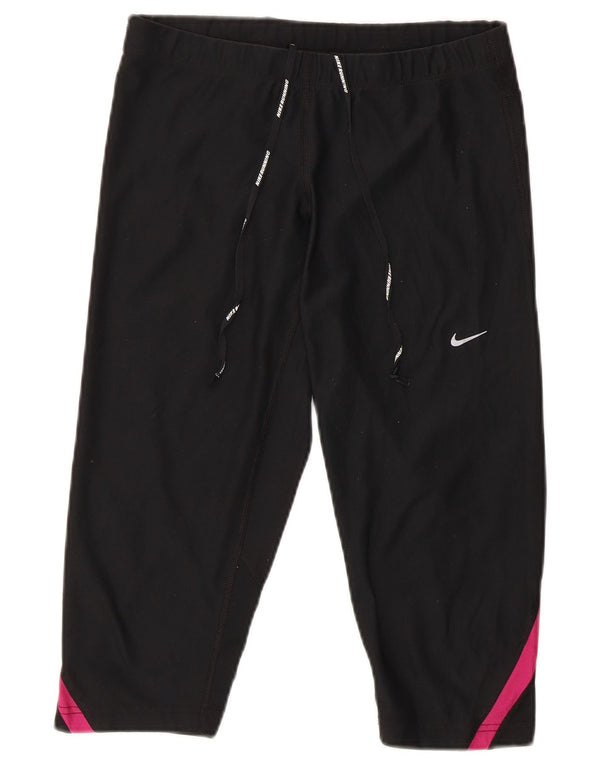 Nike Damen Fit Dry Capri-Leggings, mittelschwarz, Farbblock-Sport