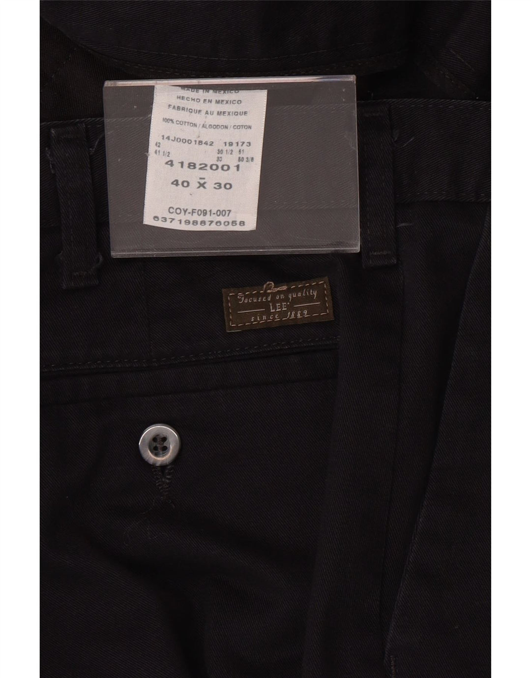 LEE Mens Straight Chino Trousers W40 L30 Black Cotton Vintage Lee and Second-Hand Lee from Messina Hembry 
