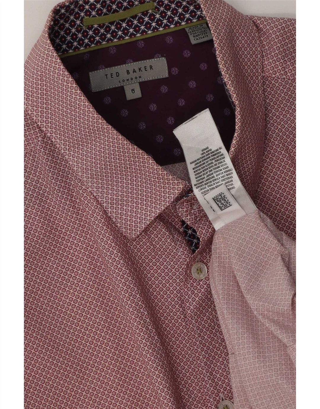 Ted Baker Herrenhemd Größe 5 XL, rote Baumwolle mit Blumenmuster