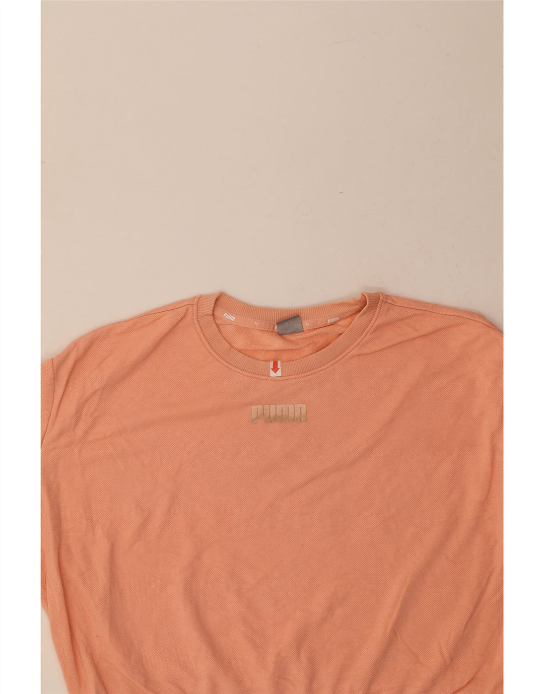 PUMA Womens Crop Oversized Sweatshirt Jumper UK 16 Large Pink Cotton Vintage Puma and Second-Hand Puma from Messina Hembry 