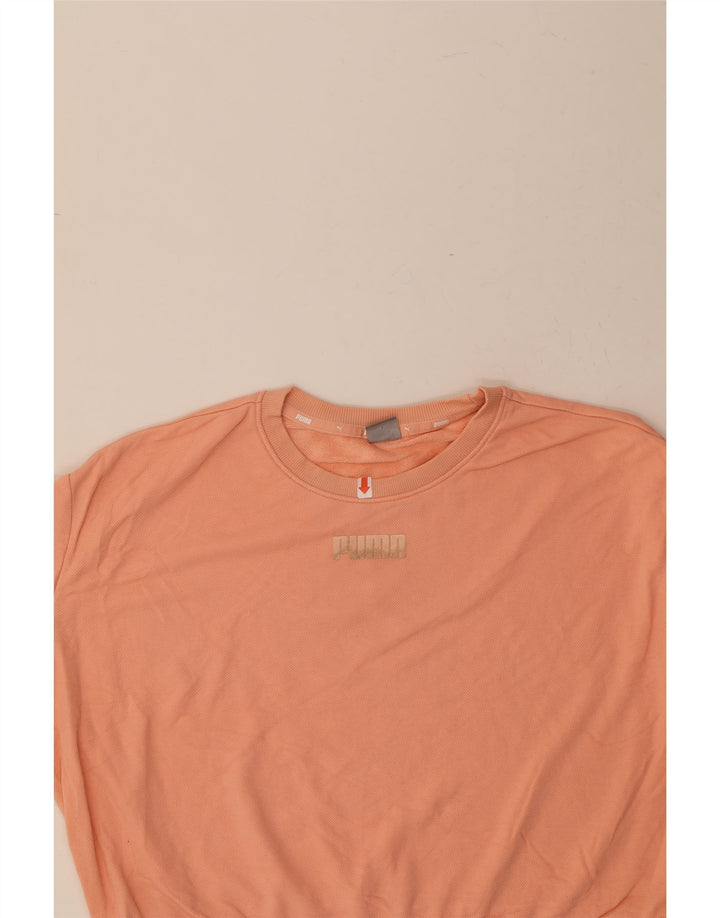 PUMA Womens Crop Oversized Sweatshirt Jumper UK 16 Large Pink Cotton Vintage Puma and Second-Hand Puma from Messina Hembry 