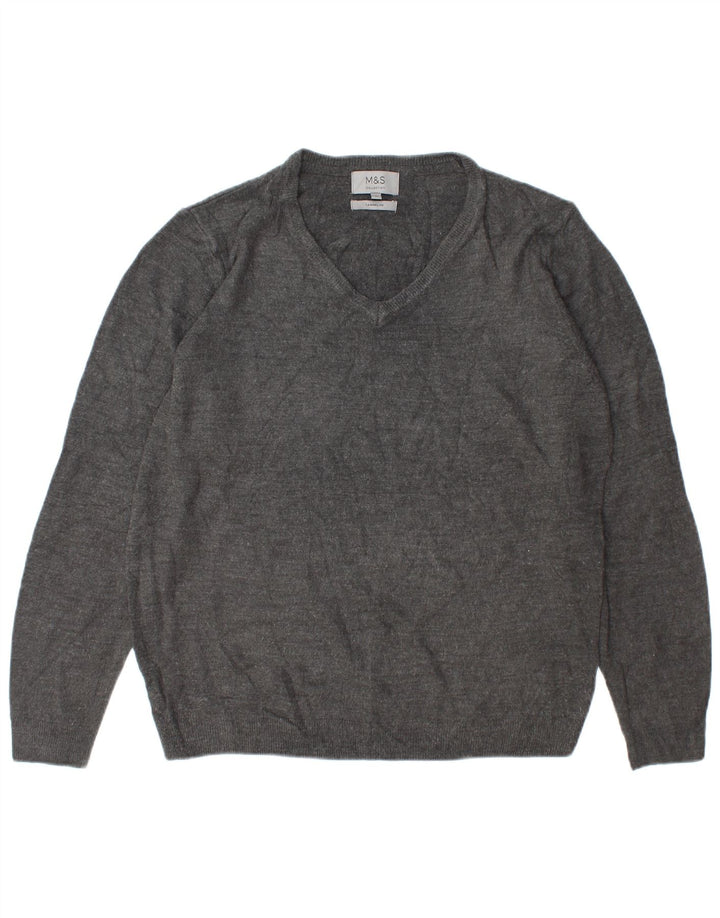 Marks & Spencer Herren-Pullover mit V-Ausschnitt, groß, Acryl, Grau