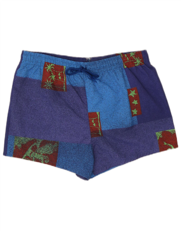 Vintage Herren-Badeshorts mit Grafik, mittelgroß, mehrfarbig, Farbblock