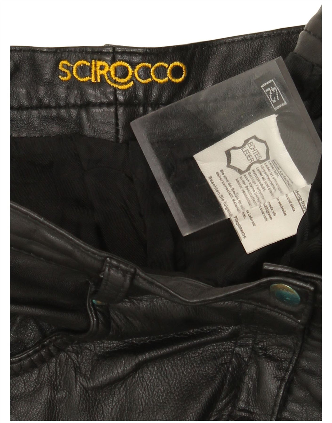 Scirocco Damen Tapered Lederhose IT 42 Medium W30 L29 Schwarzes Leder