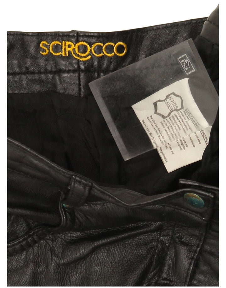 Scirocco Damen Tapered Lederhose IT 42 Medium W30 L29 Schwarzes Leder