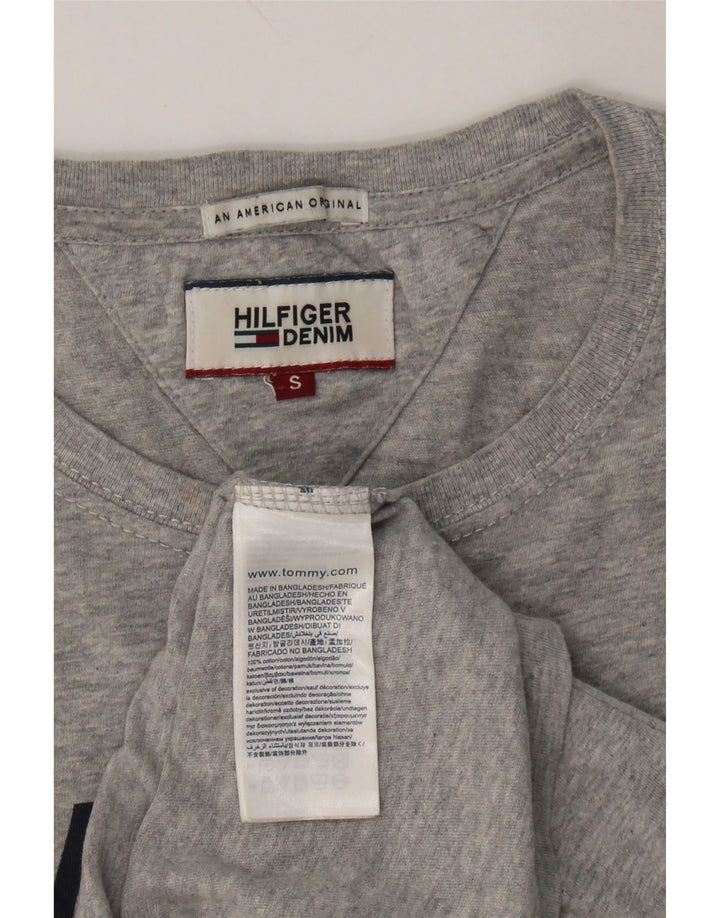 TOMMY HILFIGER Mens Graphic T-Shirt Top Small Grey Cotton Vintage Tommy Hilfiger and Second-Hand Tommy Hilfiger from Messina Hembry 