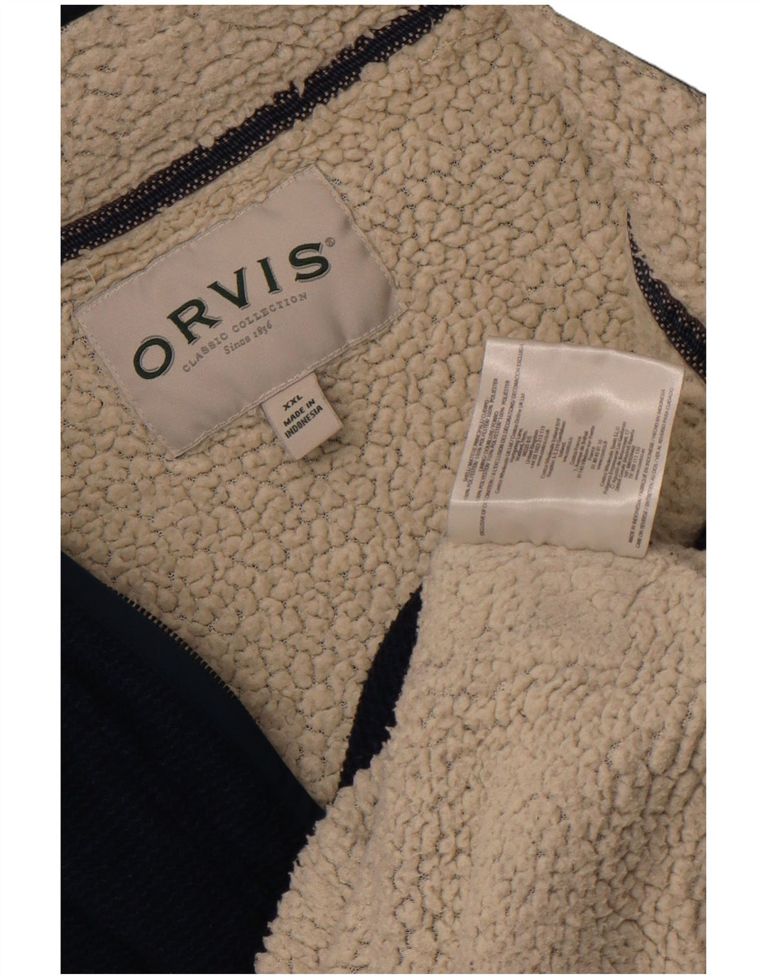 Orvis Herren-Sweatshirt mit Reißverschluss, Sherpa-Sweatshirt, 2XL, Marineblau, Polyester