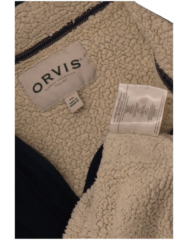 Orvis Herren-Sweatshirt mit Reißverschluss, Sherpa-Sweatshirt, 2XL, Marineblau, Polyester