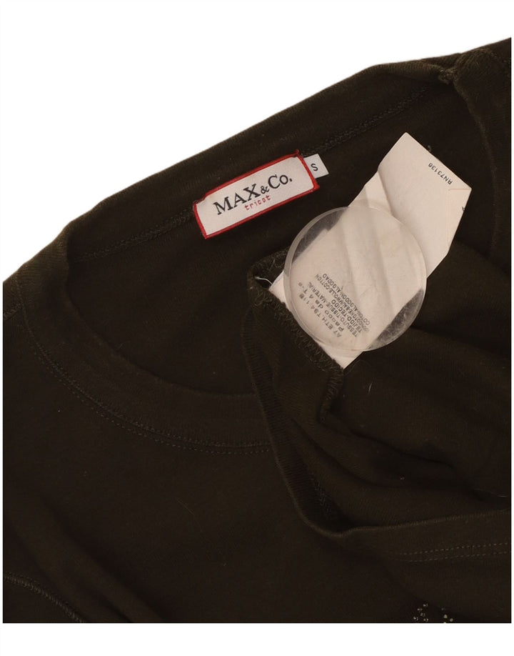 Max & Co. Grafik-Oberteil für Damen, langärmlig, Größe S, Khaki, Baumwolle