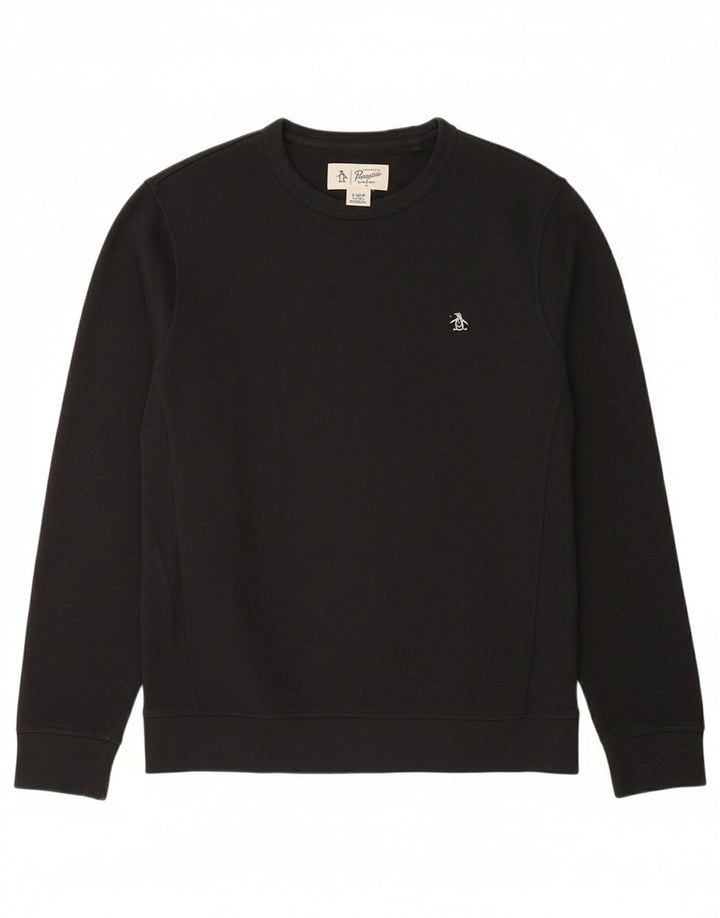 PENGUIN Mens Sweatshirt Jumper Small Black Cotton