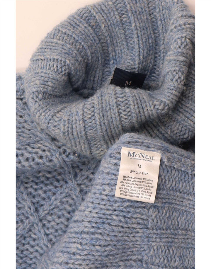 MC Neal Herren-Pullover mit Rollkragen, lockere Passform, mittelblau meliert