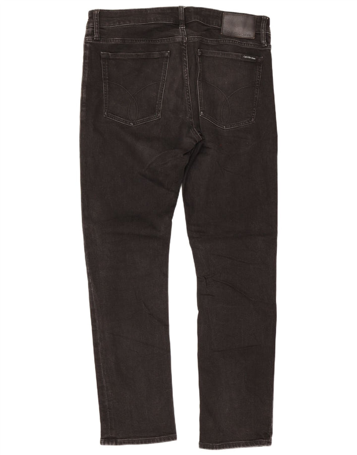 Calvin Klein Herren Straight Jeans W34 L30 Schwarze Baumwolle