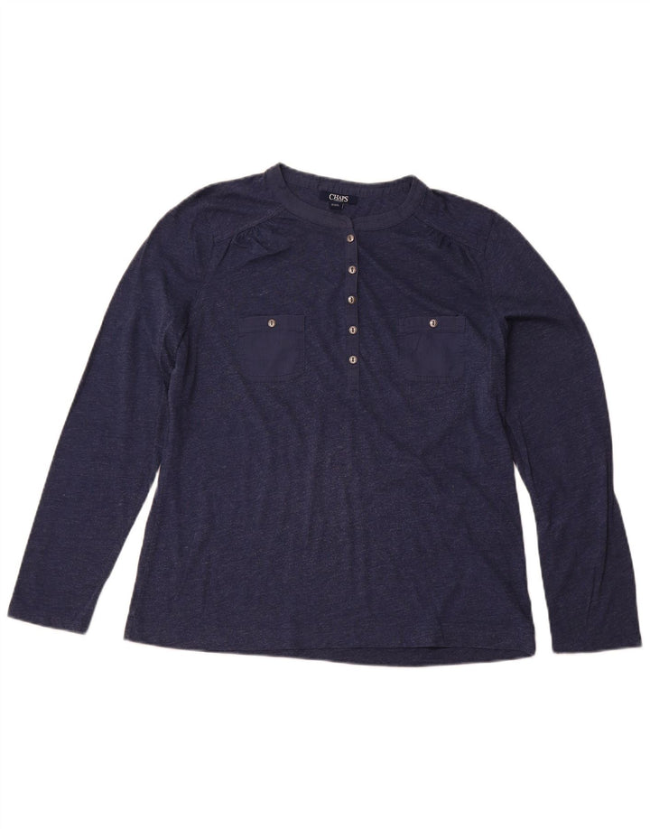 CHAPS Damen Top Langarm UK 16 Large Marineblau Baumwolle