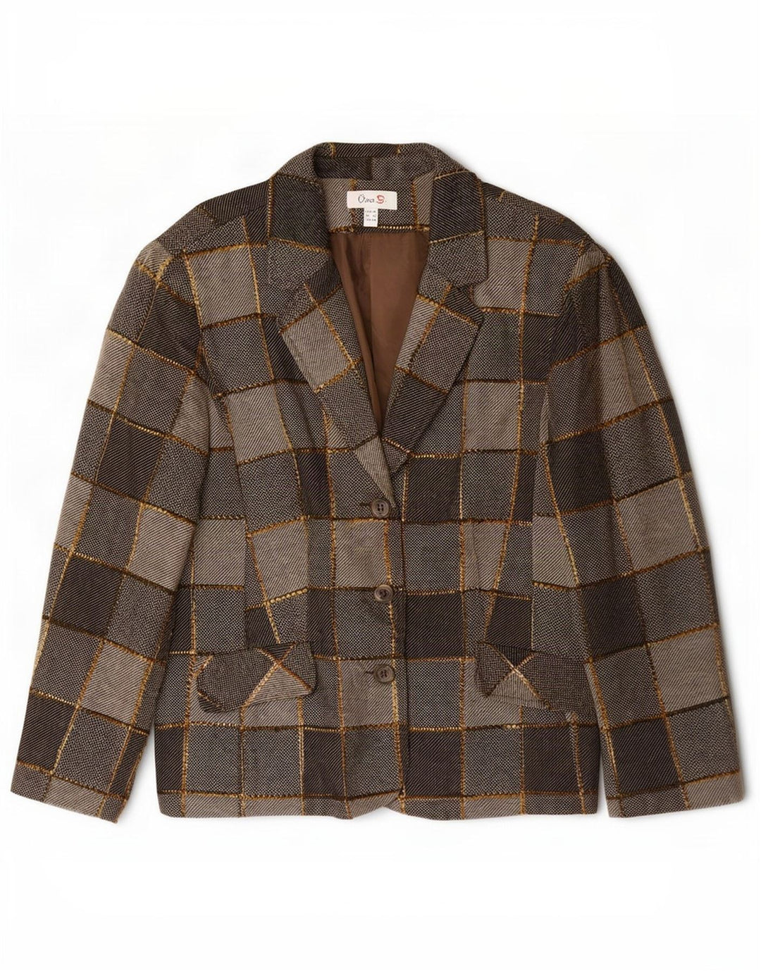 Oscar B Damen-Blazerjacke mit 3 Knöpfen, UK 20 2XL, graues Patchwork-Polyester