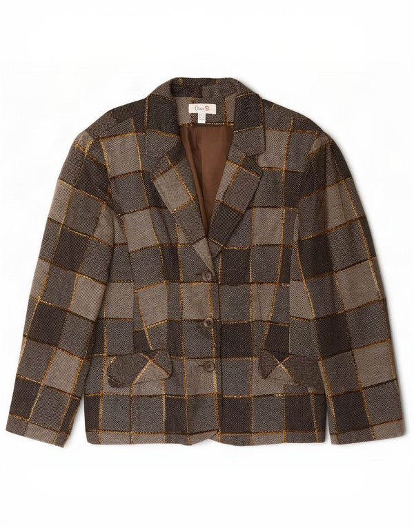 Oscar B Damen-Blazerjacke mit 3 Knöpfen, UK 20 2XL, graues Patchwork-Polyester