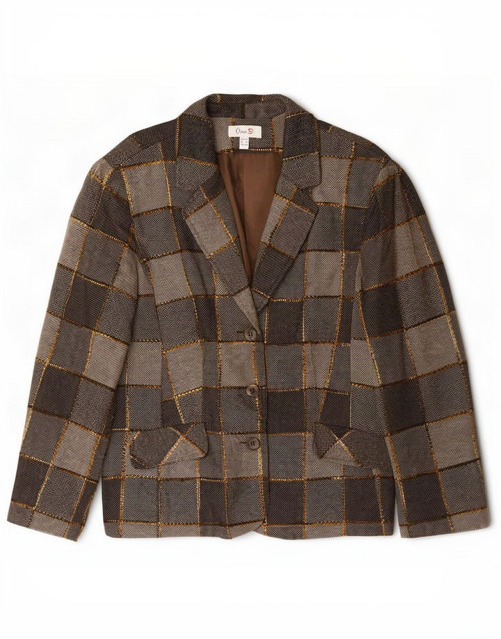 Oscar B Damen-Blazerjacke mit 3 Knöpfen, UK 20 2XL, graues Patchwork-Polyester
