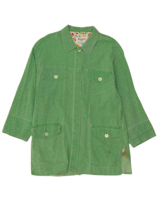 Antonette Womens Loose Fit Denim Coat UK 12 Medium Green Cotton