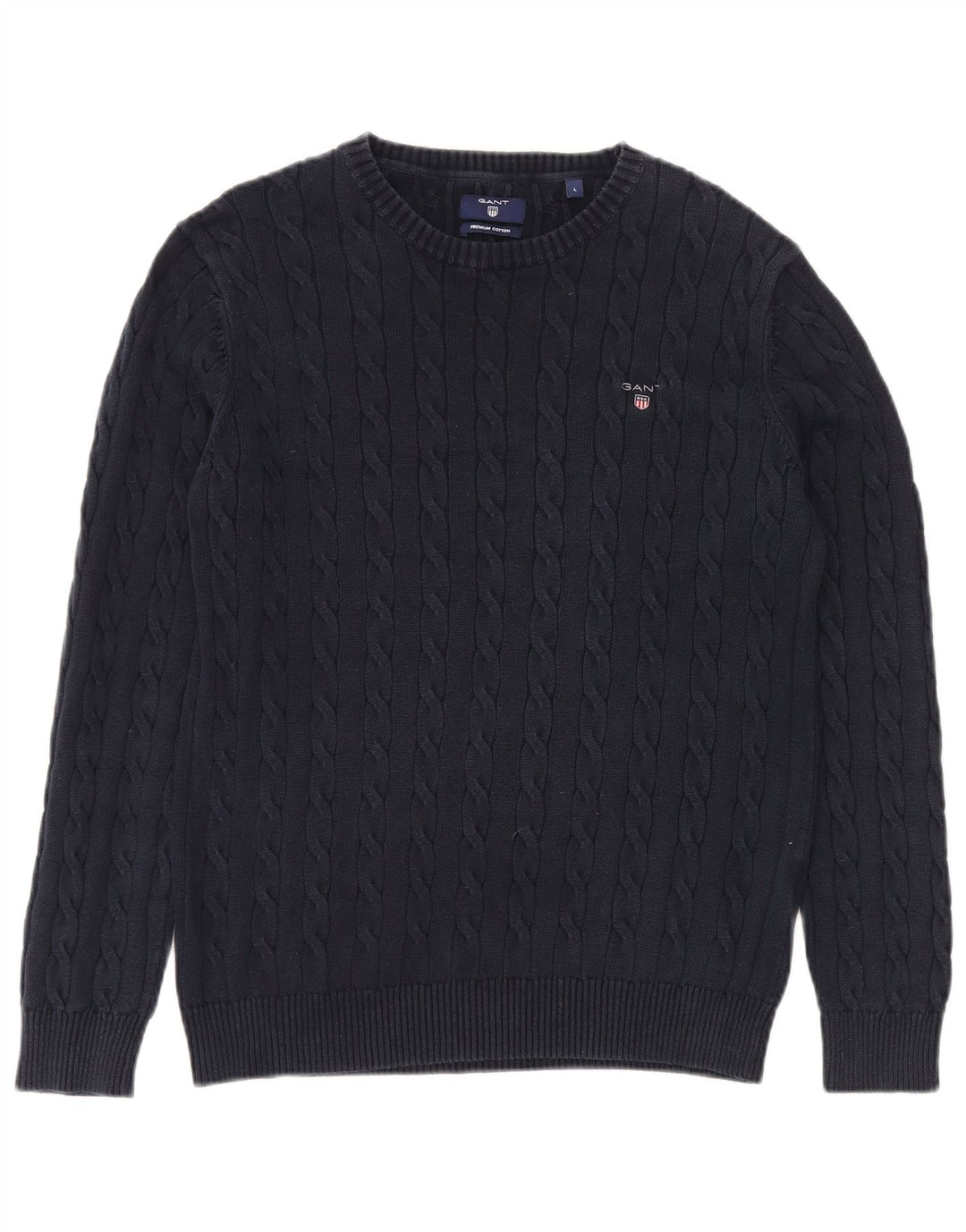 Gant Herren-Pullover mit U-Boot-Ausschnitt, groß, marineblaue Baumwolle