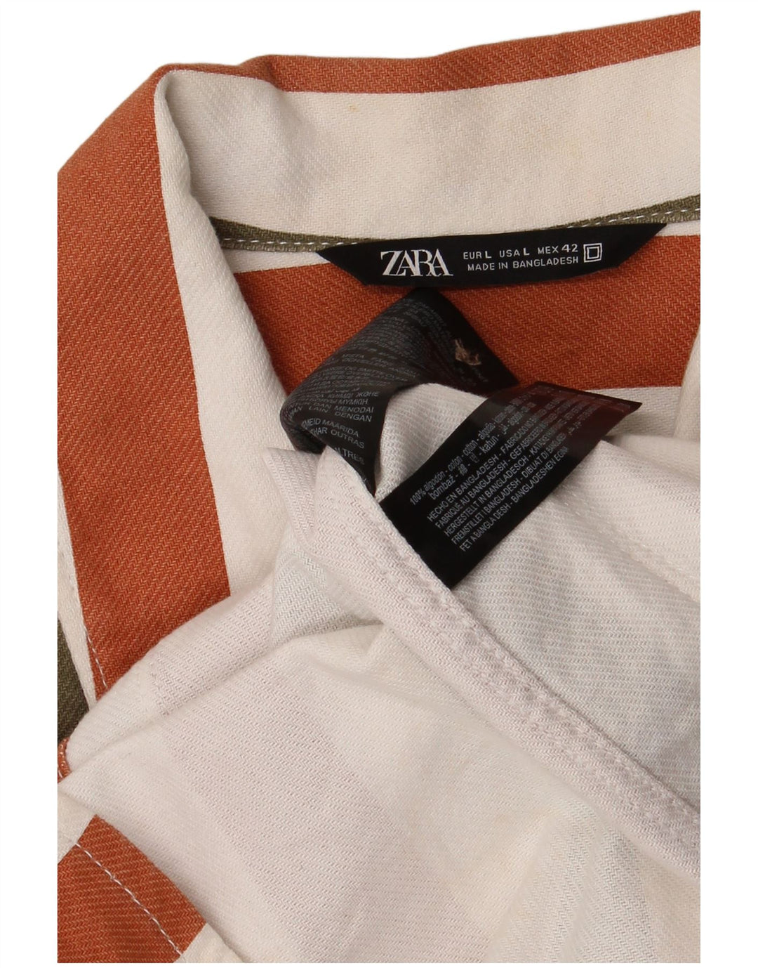 Zara Herren-Overshirt-Hemd, groß, mehrfarbig, gestreift, Baumwolle