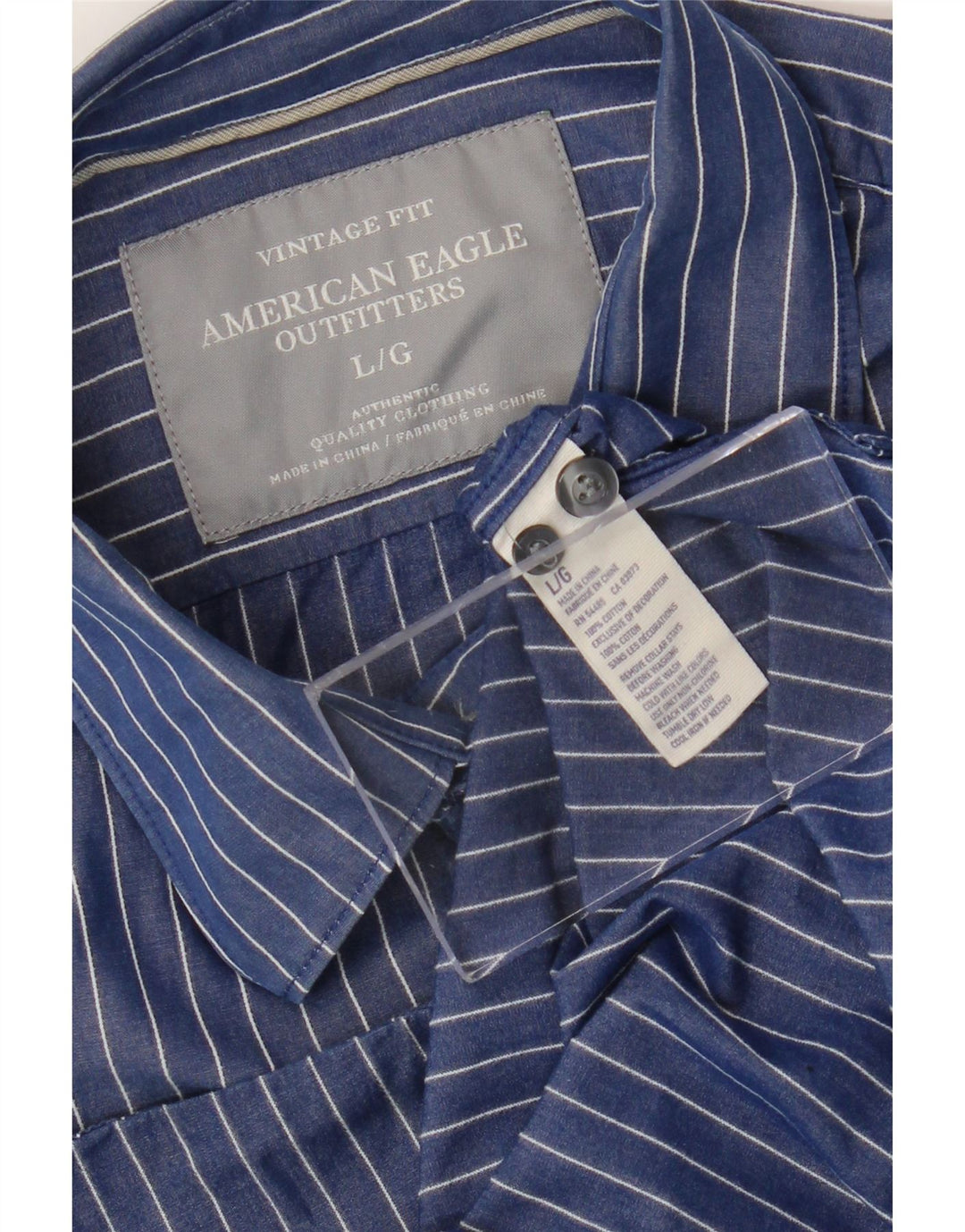 American Eagle Outfitters Herren-Hemd mit Vintage-Passform, großes blaues Nadelstreifenmuster
