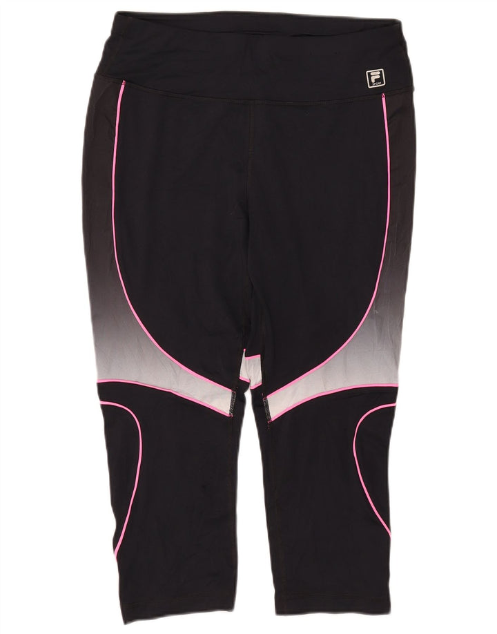Fila Capri-Leggings für Damen, UK 14, Größe L, Schwarz, Colourblock-Polyester