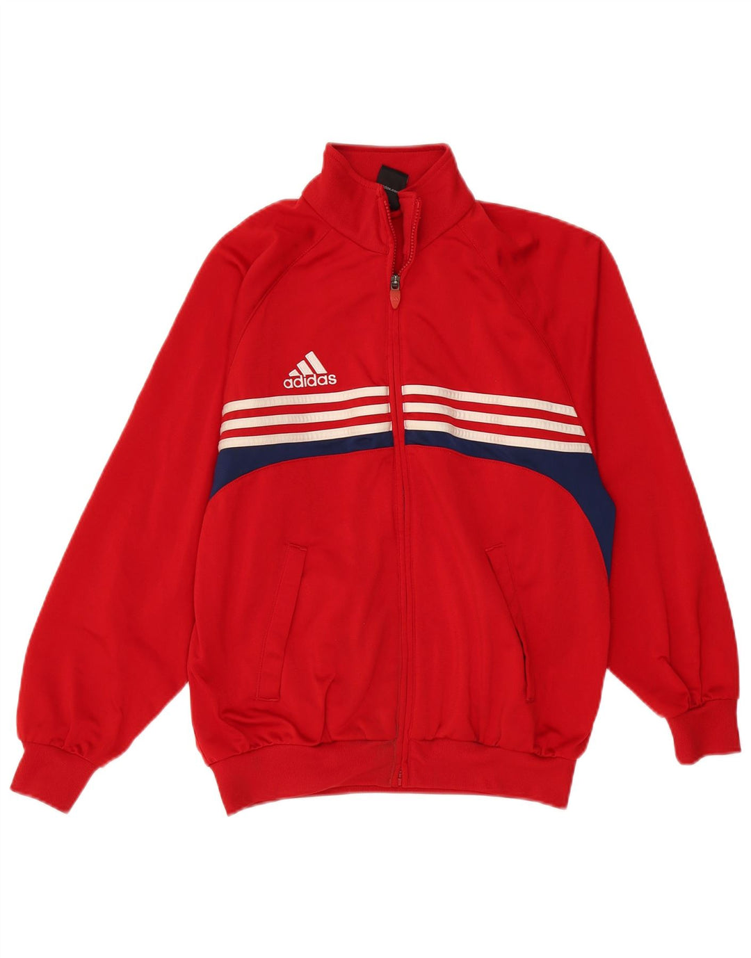 Adidas Jungen-Trainingsanzug-Top-Jacke, 13–14 Jahre, rotes Farbblock-Polyester