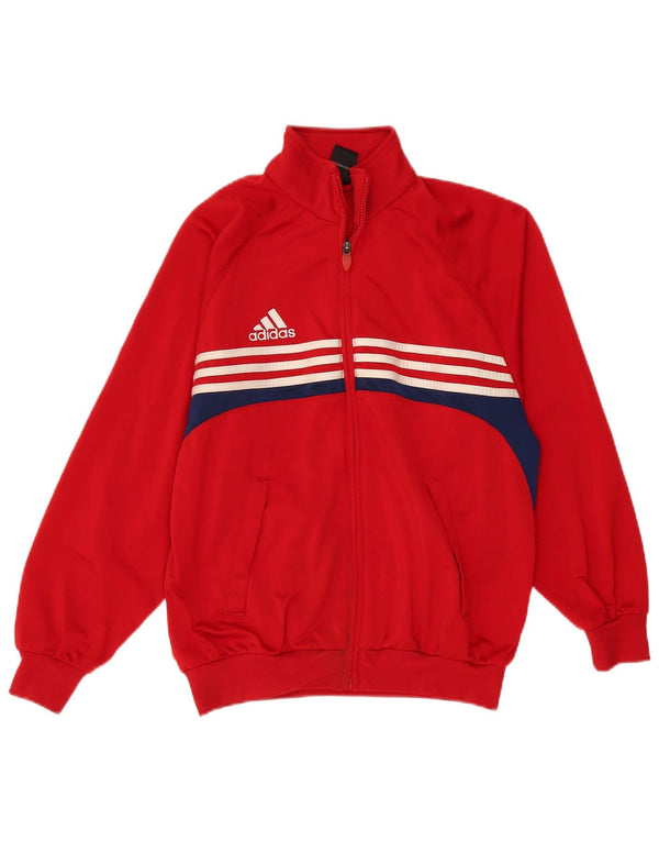 Adidas Jungen-Trainingsanzug-Top-Jacke, 13–14 Jahre, rotes Farbblock-Polyester