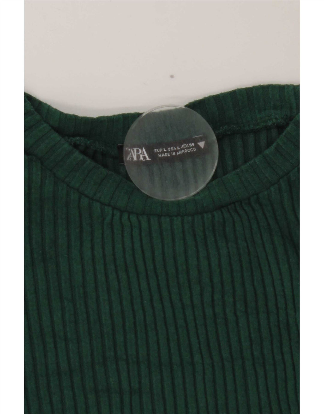 Zara Damen Crop Top Langarm UK 14 Large Grün