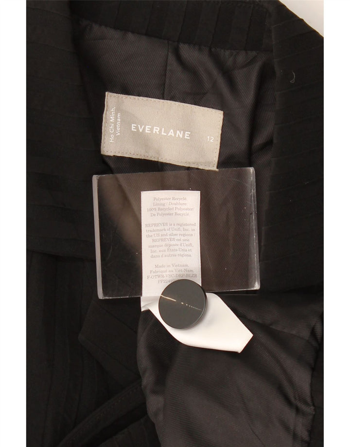 Everlane Damen-Blazer, zweireihig, US 12, Größe L, Schwarz, Nadelstreifen