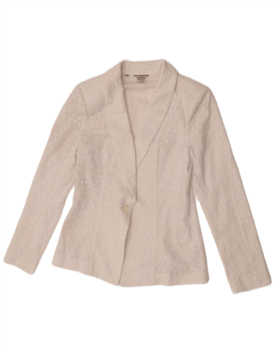 Guess Damen-Blazerjacke mit 1 Knopf, UK 12, Mittelweiß, Polyester