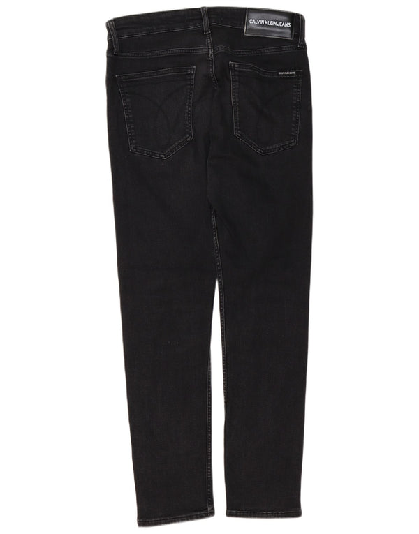 Calvin Klein Herren Slim Jeans W32 L30 Schwarze Baumwolle