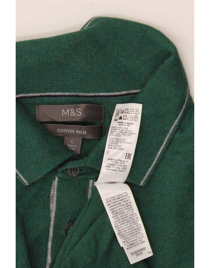 Marks & Spencer Herren-Pullover mit Rollkragen, groß, aus grüner Baumwolle