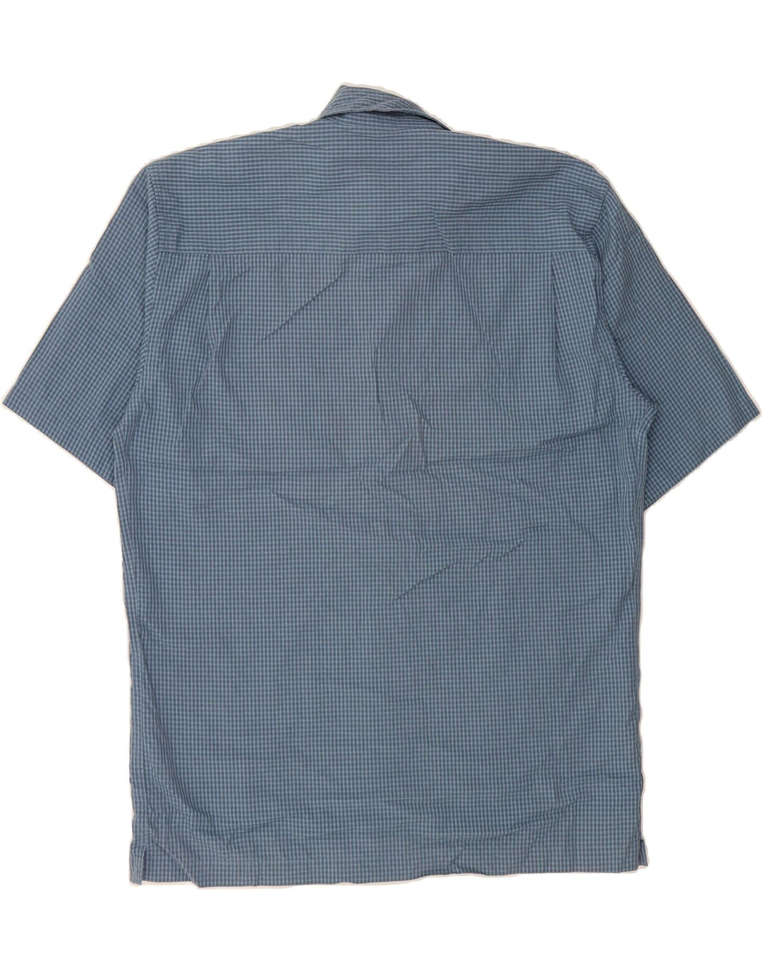 PIERRE CARDIN Mens Short Sleeve Shirt Medium Blue Check Rayon Vintage Pierre Cardin and Second-Hand Pierre Cardin from Messina Hembry 