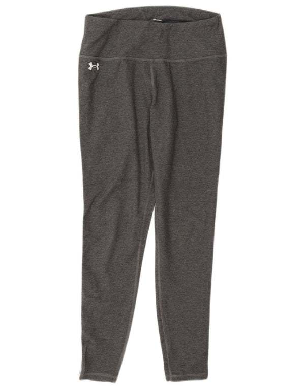 Under Armour Damen Crop Leggings UK 14 Mittelgraue Colourblock-Baumwolle