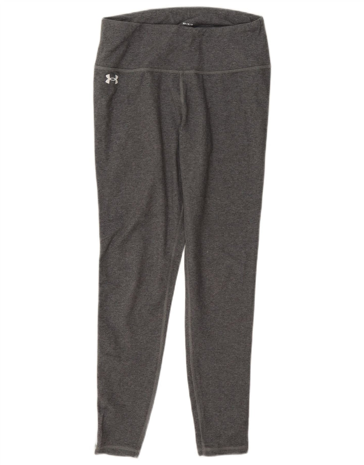 Under Armour Damen Crop Leggings UK 14 Mittelgraue Colourblock-Baumwolle