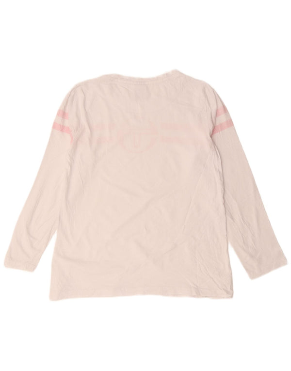 Sergio Tacchini Damen Grafik-Top Langarm UK 14 Mittelweiß gestreift