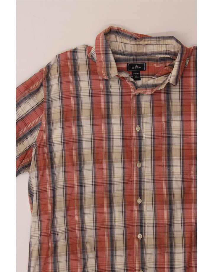 DOCKERS Mens Short Sleeve Shirt Size 16/16 1/2 Large Red Check Cotton Vintage Dockers and Second-Hand Dockers from Messina Hembry 