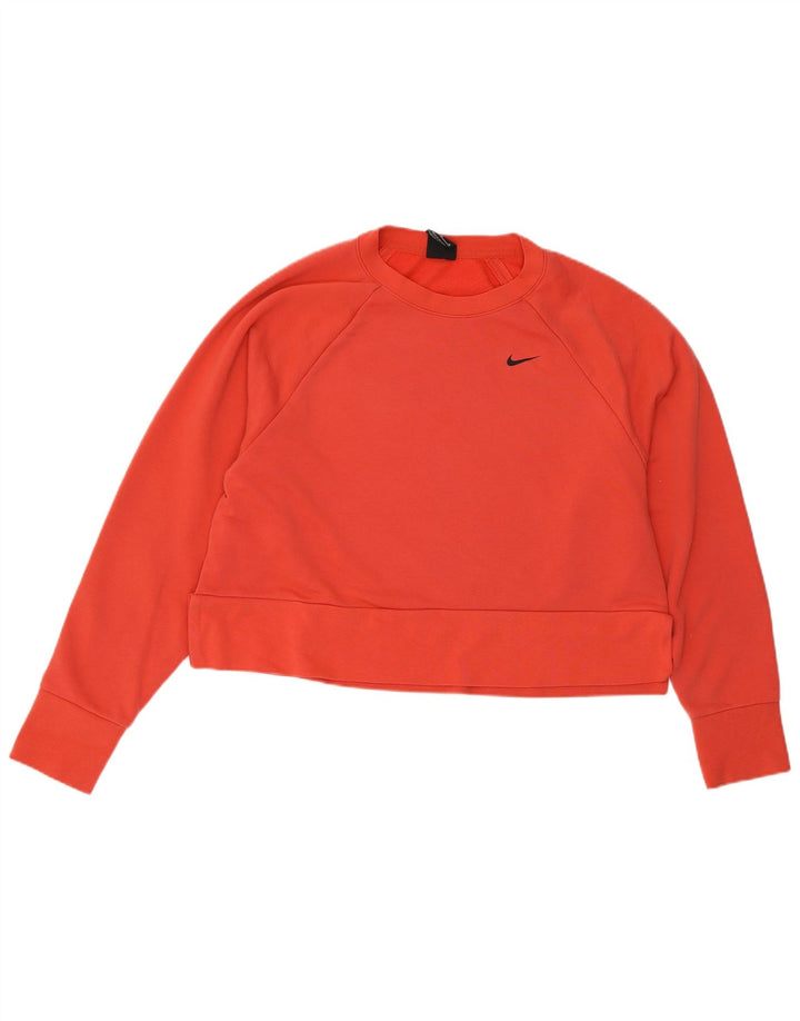 Nike Damen Dri Fit Crop Graphic Sweatshirt Pullover UK 14 Mittelrosa