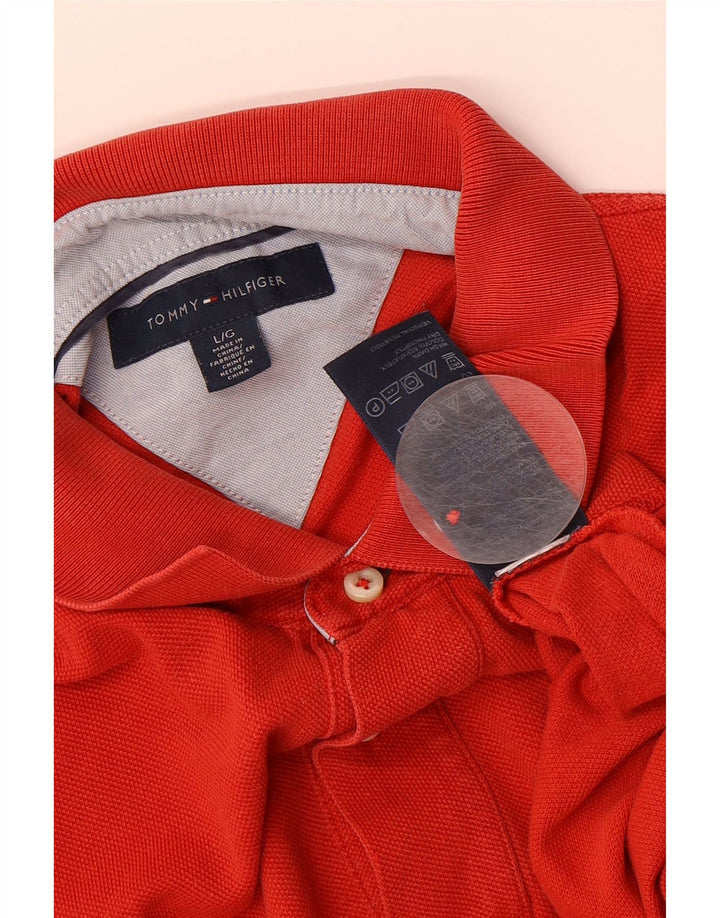 TOMMY HILFIGER Mens Polo Shirt Large Red Cotton