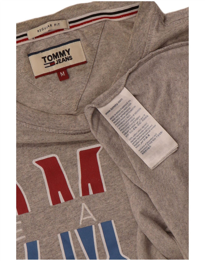 TOMMY HILFIGER Damen Regular Fit Graphic T-Shirt Top UK 14 Mittelgrau