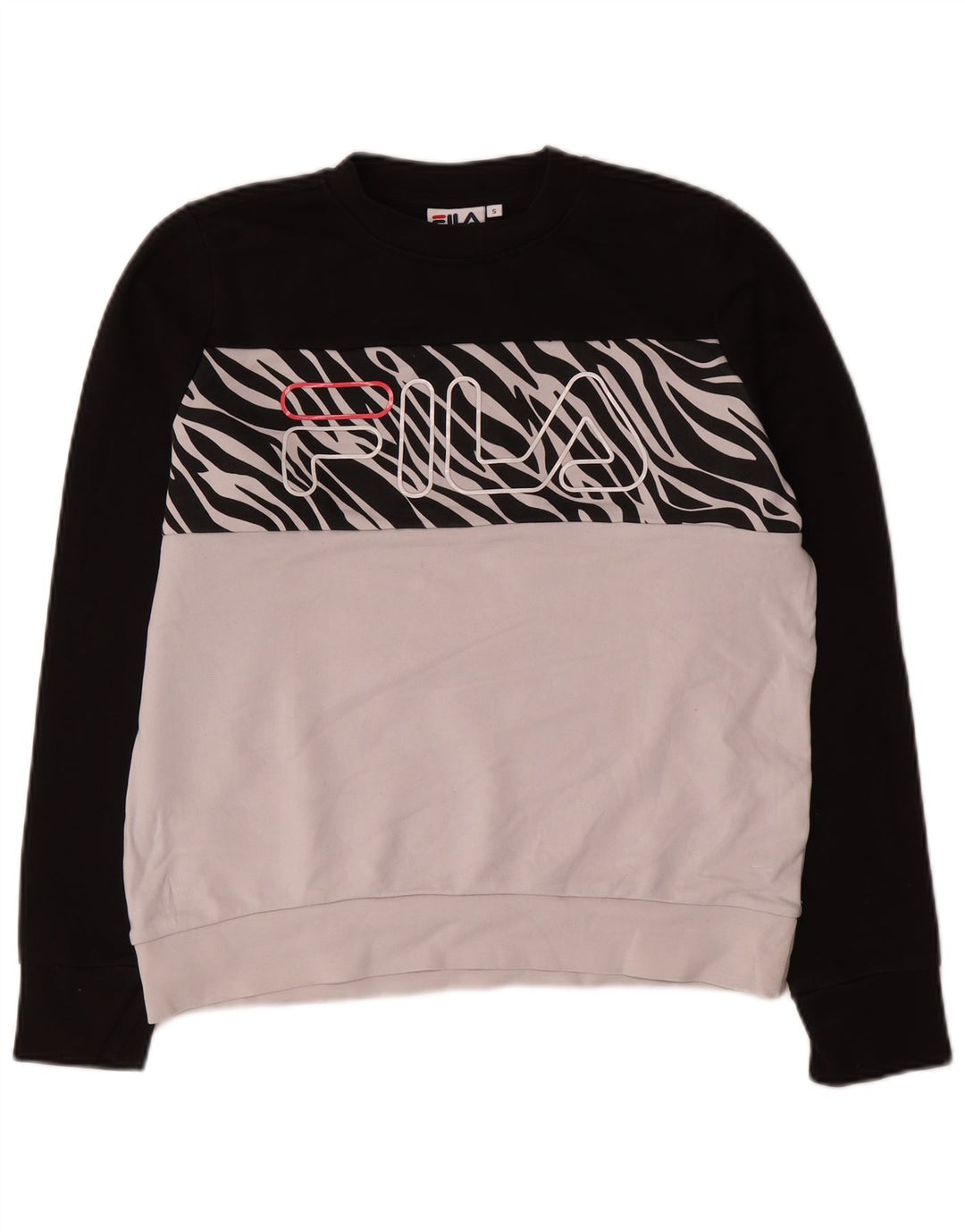 Fila Herren-Sweatshirt mit Grafik, Größe S, weiß, Colourblock-Baumwolle