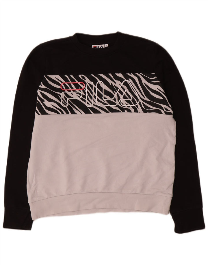 Fila Herren-Sweatshirt mit Grafik, Größe S, weiß, Colourblock-Baumwolle