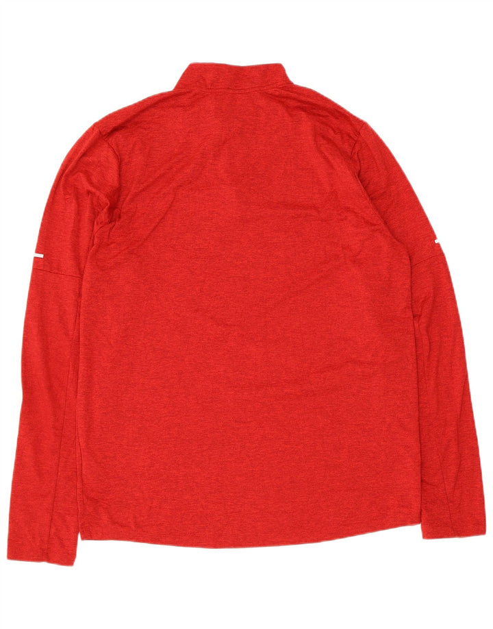 Nike Herren Dri Fit Pullover-Trainingsoberteil mit Reißverschluss und Reißverschluss, Mittelrot gefleckt